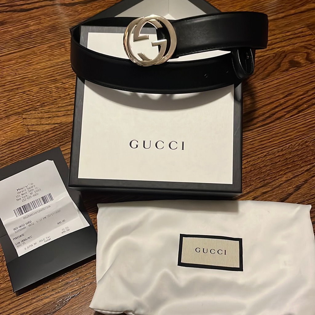 Black Gucci Belt With Gold Hardware